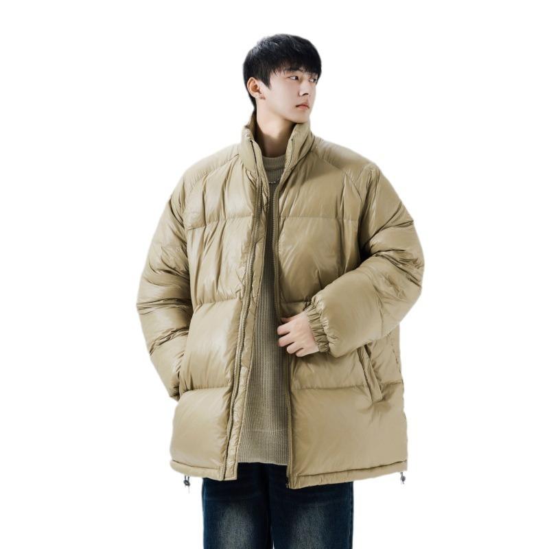 Fashionable and Simple Men's Loose Thickened Stand Collar Top Coat White Duck Down Jacket