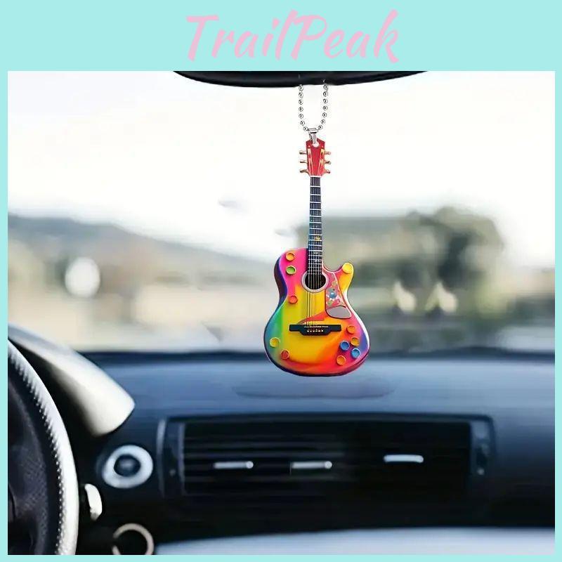 Creative Personalized Mini Christmas Guitar Acrylic Car Hanging Ornament For Decor