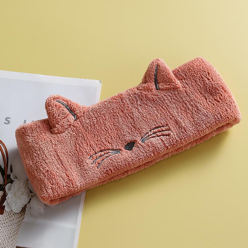 Cute Amy Cat Coral Fleece Hair Band, Cat Ears Face Wash Headband, Makeup Face Wash Headband