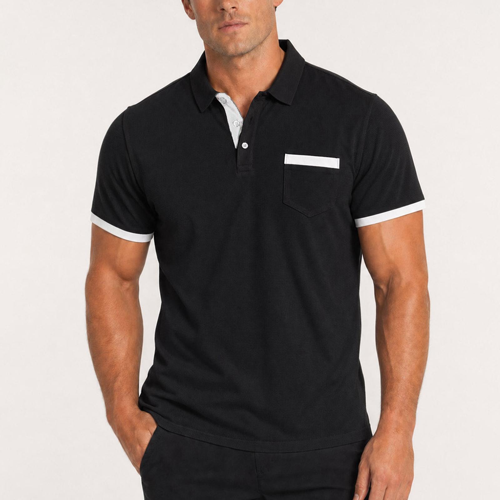 

Men s Short Sleeve Polo Shirt Breathable Ice Silk Fabric Classic Fit with Trim and Chest Pocket for Everyday Wear XXL