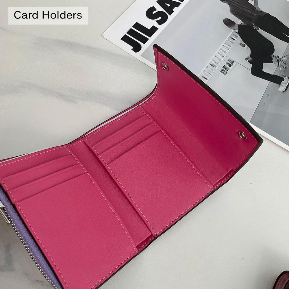 2025 Two-tone Genuine Leather Women Wallets Short Purse High Quality First Layer of Cowhide Wallet Trifold Billfold For Ladies