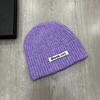 New Long Label Letters Fashionable and Versatile Pile Hats for Women In Autumn and Winter Face Showing Small Wool Hat Outdoor Warm Knitted Hat