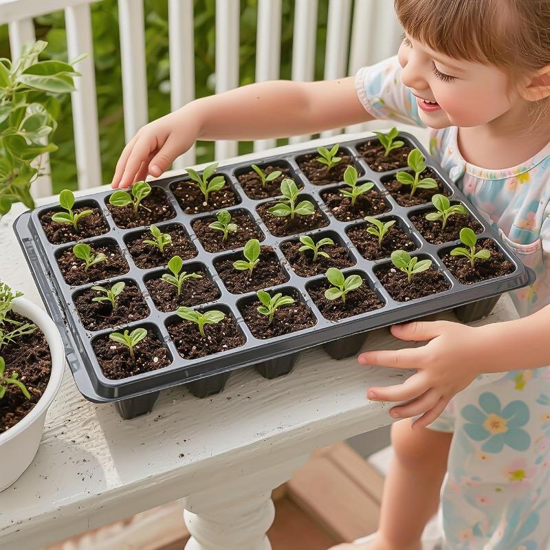 Seed Starter Tray with Dome Lid and Ventilation Base - Heavy-Duty Plastic Greenhouse Propagator, Suitable for Outdoor Use