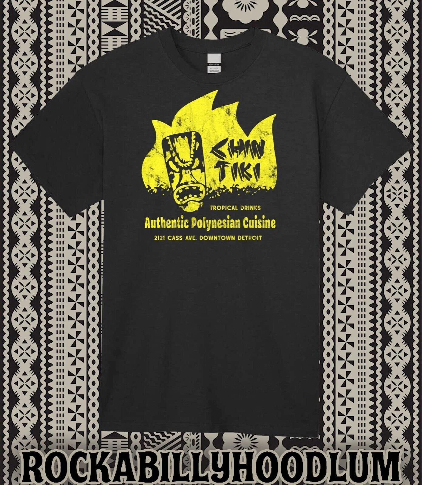 Retro Tiki Art Tee T Shirt Bar Mug Restaurant Chin Tiki Polynesian Detroit MI L