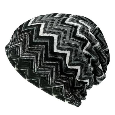 Contrasting Colors Pullover Hat Multifunctional Plaid Print Turban Hats Scarf Pullover Hat Keep Warm Women's Pile Hat