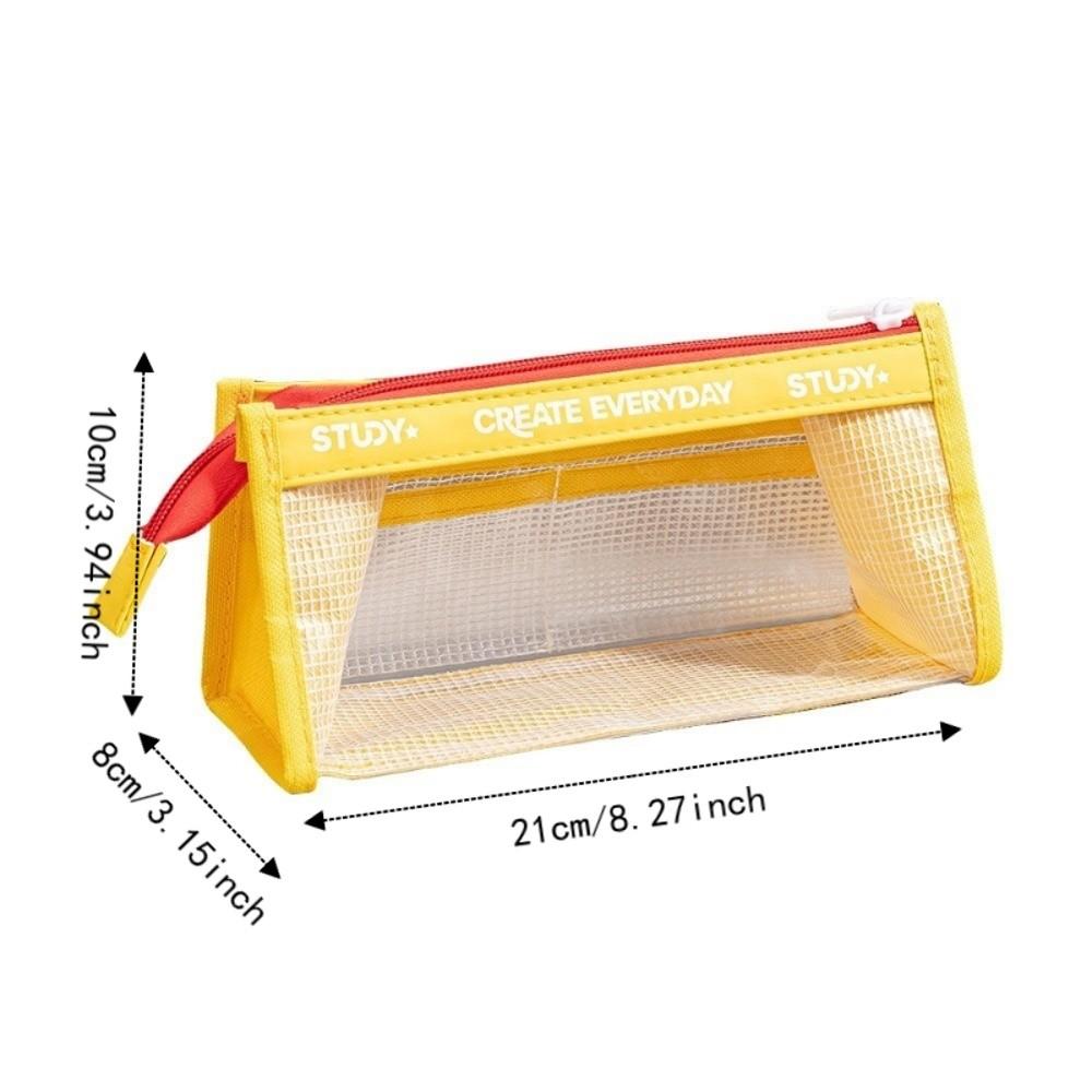 Multiple Layers Transparent Pencil Case Dirt-resistant Waterproof Zipper Pencil Box Clear Large Capacity Makeup Brush Bag