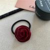 Velvet Floral Elastic Hair Tie Bun Ring - Korean Style for Women