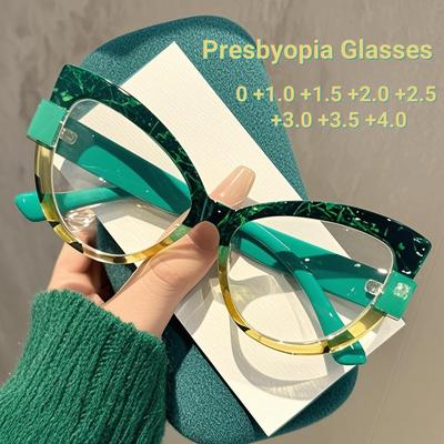 New Fashionable High-definition Cat Eye Glasses with Large Frame Color Blocking Design and Multi-color Anti Blue Light Glasses