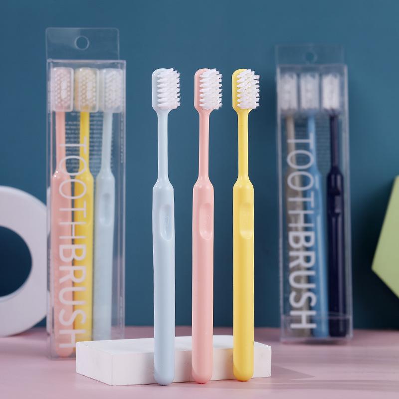 Japanese Soft Bristle Toothbrush Set, Candy Colors, Adult, 3-Pack