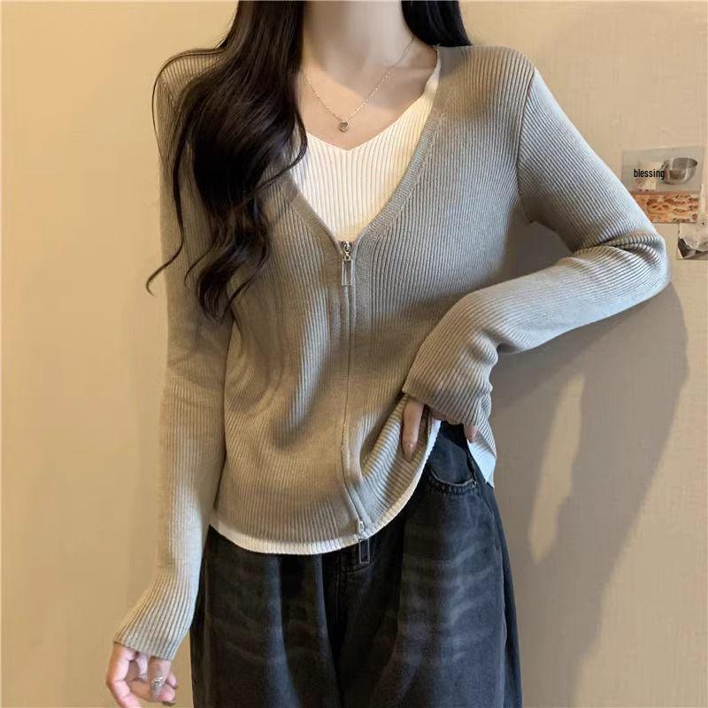 Women's Slimming Two-Piece Knit Cardigan with Inner Layer