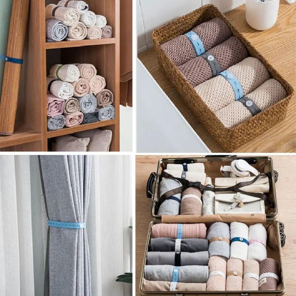 10pcs Flat Binding Strap Nylon Folding Clothes Band Storage Elastic Band  Curtains Storage