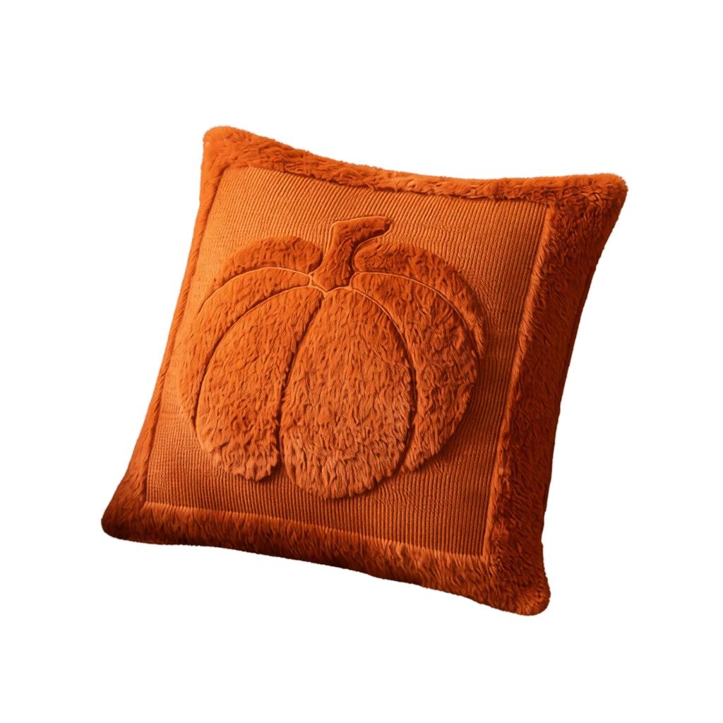 Decorative Pumpkin Pattern Throw Pillow Cover Office Lumbar Support Cushion Cover Without Insert Soft Textured Fabric Square Shape