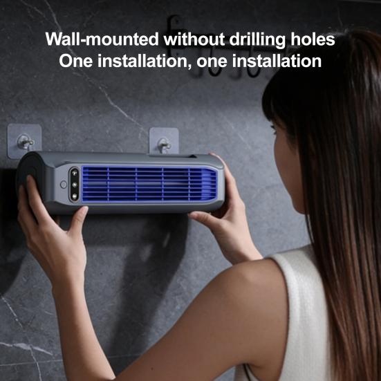 Ventilador de Ar Condicionado Portátil com Suporte para Telefone Embutido, Ventilador Vertical Plano de Parede com 3 Modos, Carregamento USB, Dispositivo de Resfriamento Silencioso Sem Lâminas para