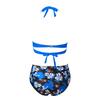 Women Vintage Swimsuit Two Piece Retro  Ruched High Waist Print Bikini Set