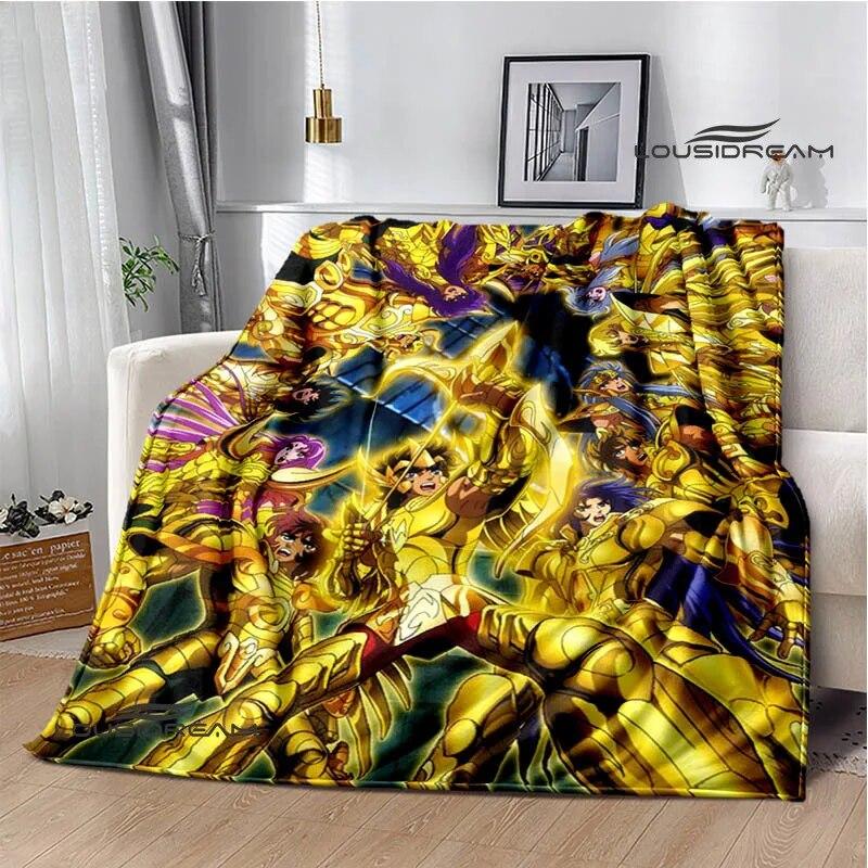 Knights of the Zodiac Cartoon Printed Blanket Flannel Warm Blanket Soft and Comfortable Blanket Bed Linings Birthday Gift