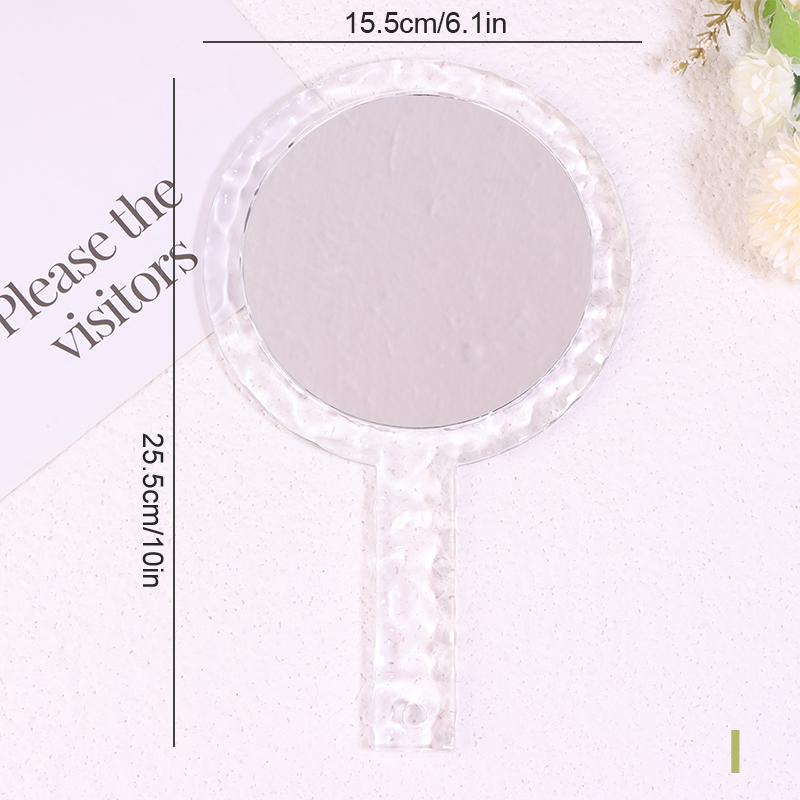 Water Ripple Handle Mirror Portable Round Make Up Mirror Hd Beauty Mirror Room Decor L