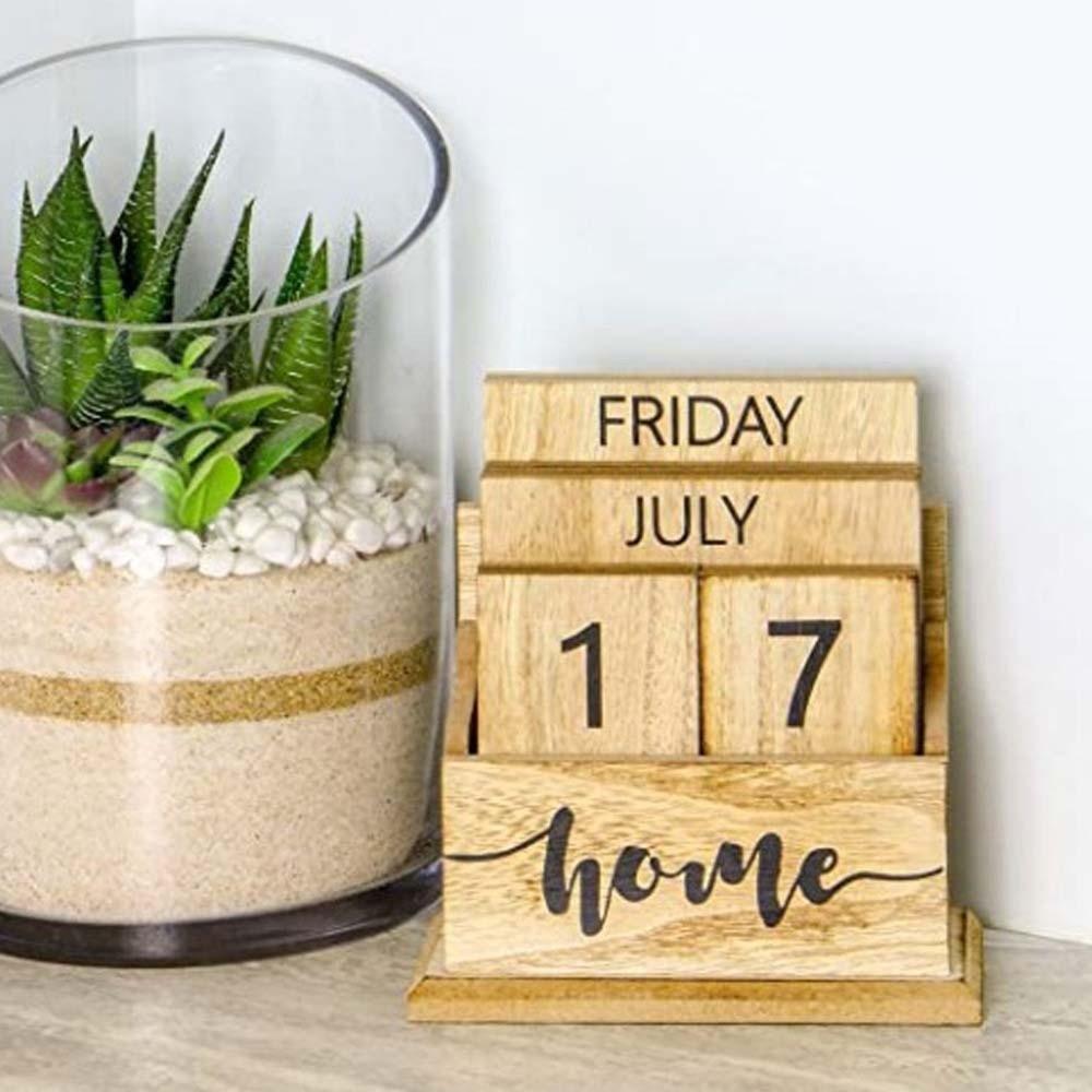 Cactus Wooden Perpetual Calendar Pineapple Date Display Ornament Desk Calendar Ornament  Study