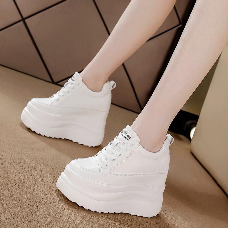 Fashion 13CM Genuine Ankle Booties Leather Spring Autumn Ankle Boot High Brand Women Luxury Platform Wedge Fashion Shoes