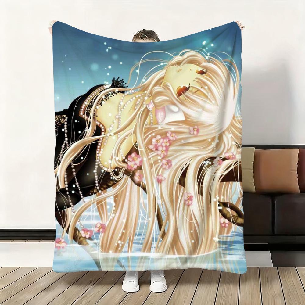 C-Chobits Cartoon Cute Anime Throw Flannel Fluffy Soft Blanket Warm Skin-Friendly Throw for Sofa Bed Office Nap Winter
