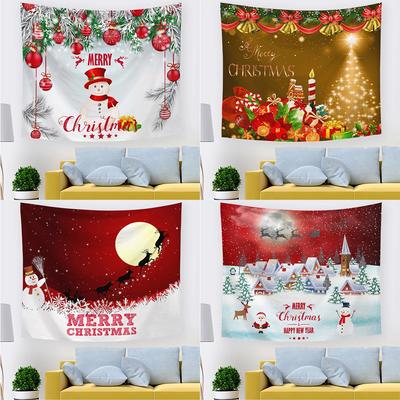Home Tapestry Christmas Holiday Santa Claus Print Room Bedroom Wall Decor Background