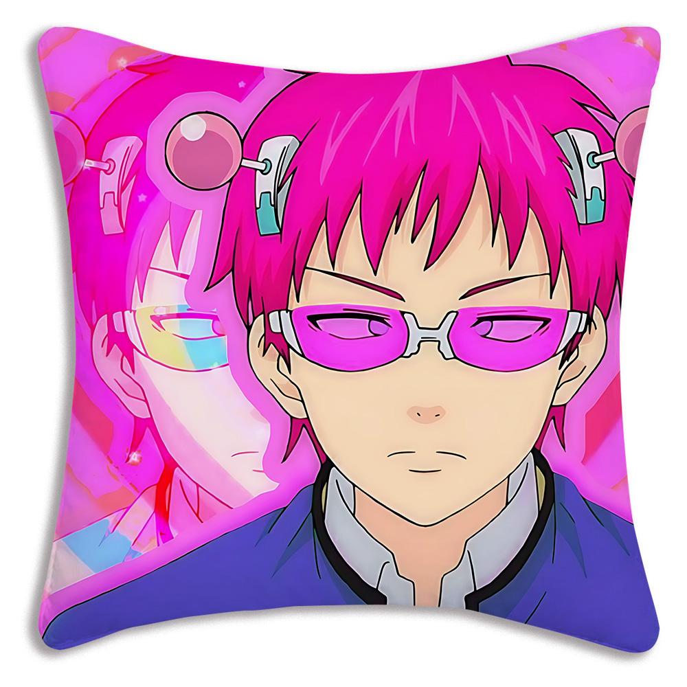 The D-Disastrous Life of Saiki K Pillow Covers Cartoon Sofa Decorative Home Double-sided Printing Short Plush Cute Cushion Cover