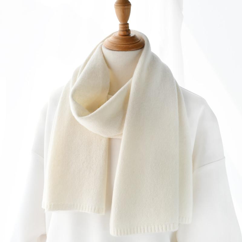 

white wool scarves women winter knitted scarf adults thin warm short scarves adults solid color Adults 152CM