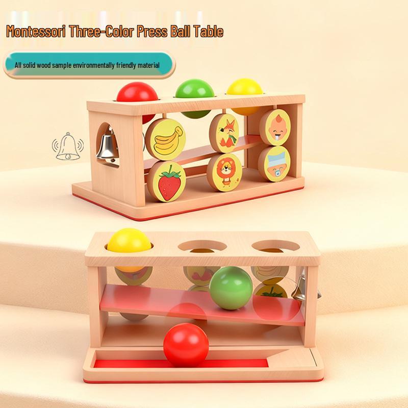 Montessori Wooden Drawer Box Early Education Textile Drum Pressure Ball and Puzzle Toys for Kindergarten