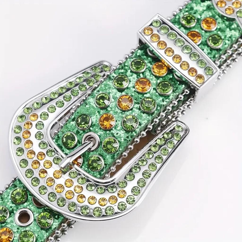 Shimmering Rhinestone Belts Adult Temperament Commuting Waist Belts Western Cowgirl Cowboy Fashion Belt for Jeans Skirt