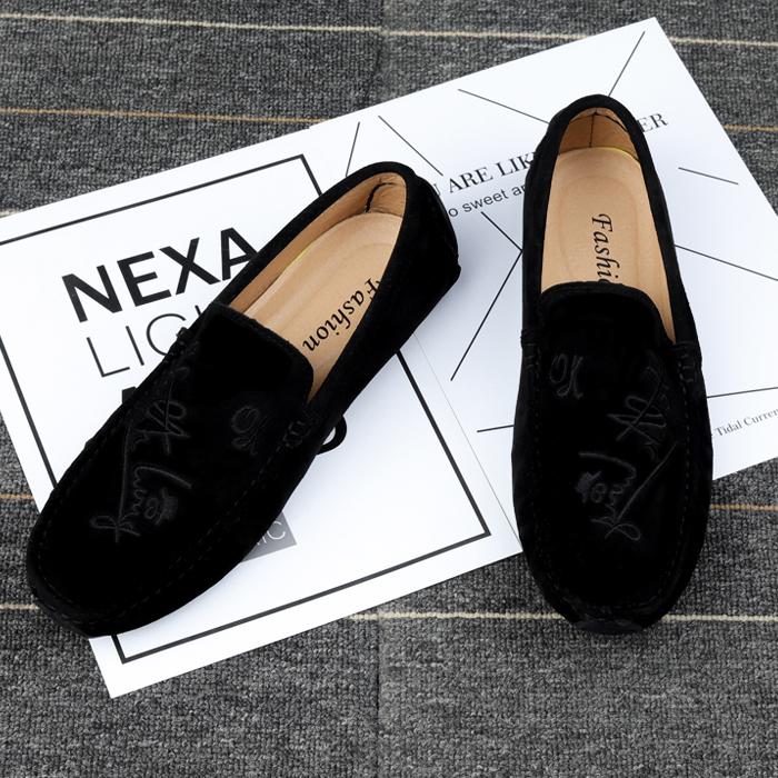 

2024 Кожаные мокасины Мужская повседневная обувь Дизайнерские осенние мокасины Обувь для вождения ручной работы Легкие итальянские туфли Ретро замша 44 чёрный