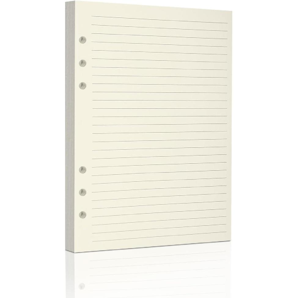 A5 Refill Paper, Unlined Blank Kraft Paper,100GSM Thick Refillable Paper 6 Hole Filler erts Loose Leaf Paper,for A5 6 Ring Binder,80 Sheets (160