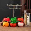 Mini Fruit-Shaped Aromatherapy Burner and Auspicious Clouds Incense Holder - Persimmon, Apple, Lychee, Orange Design for Home Zen Decor