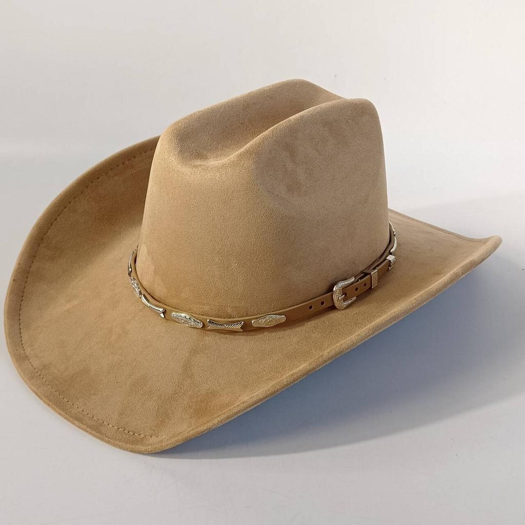 Stylish men's and women's felt hats cowboy hats soft felt hats with beige leather belts Panama hats outdoor parties hat.