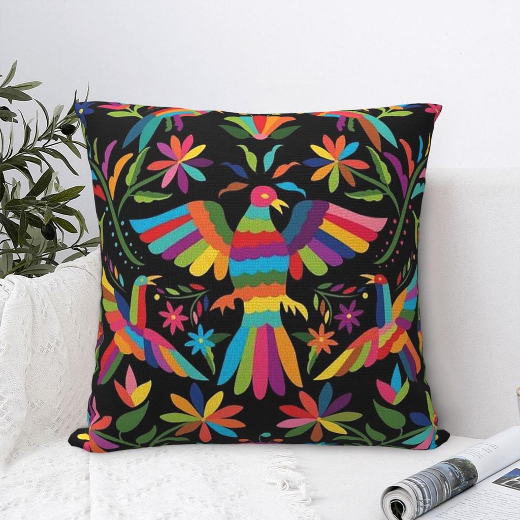 Mexican Otomi Viva Flowers Pillowcase Cushion Comfort Throw Pillow Sofa Decorative Cushions Used for Home Bedroom Living Room