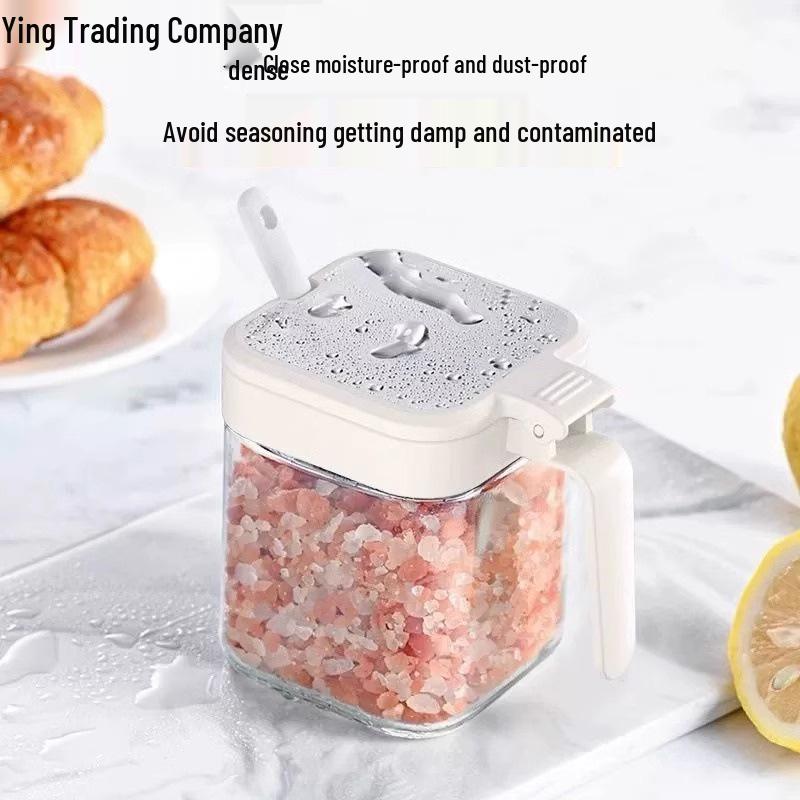 Glass Condiment Jars & Seasoning Bottles Set with Storage Box and Salt Shaker