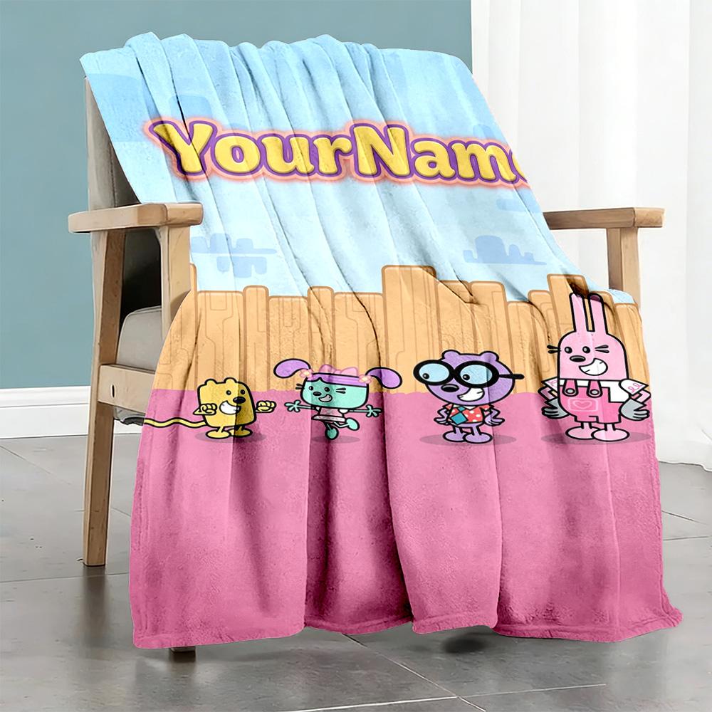 Wow! Wow! Wubbzy Personalized Name Blanket Throw Customizable Blanket Soft Warm Cozy Throw For Seaside Nap Livingroom Picnics Ideal for All Seasons
