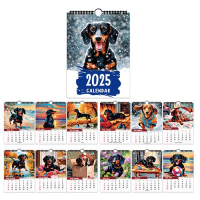 Calendário de parede de cachorro salsicha de anime 2025 Calendário colorido