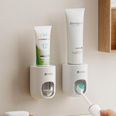 1 Pc Automatic Toothpaste Squeezer Household Wall-mounted Squeezer Set Bathroom Perforation-free Toothbrush Shelf