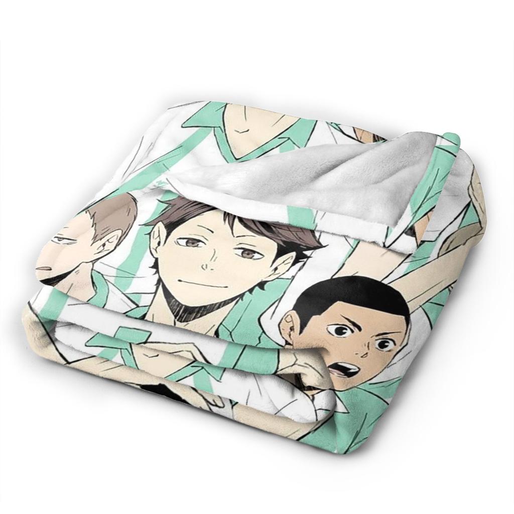 Aoba Johsai Volleyball Flannel Blankets Japanese Anime Funny Throw Blankets for Home Hotel Sofa 150*125cm Bedspreads