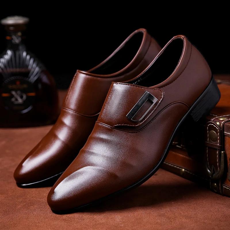 

2025 Новые мужские кожаные туфли с низким верхом Ручная работа Кожаные повседневные мужские туфли Дизайнерский бренд Трендовые коричневые мужские туфли для бала Свадебные мужские туфли 38