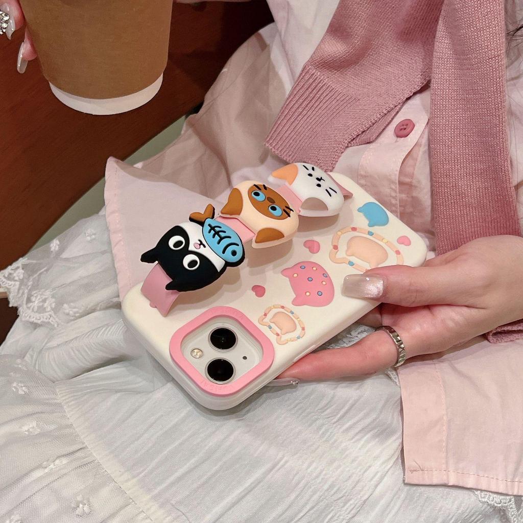 Premium Silicone Cartoon Cat Wristband Case for iPhone 17 Pro