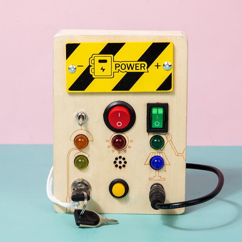 Children'S Simulation Switch Socket Led Circuit Board Montessori Early Education Analog Key Unlocking Busy Board Educational Toy