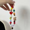 Cute Bear Colored Beaded Phone Charm Chain Keycord For iPhone Stylish Heart Camera Bag Jewelry Strap Gift Girl Hanging Cord Rope