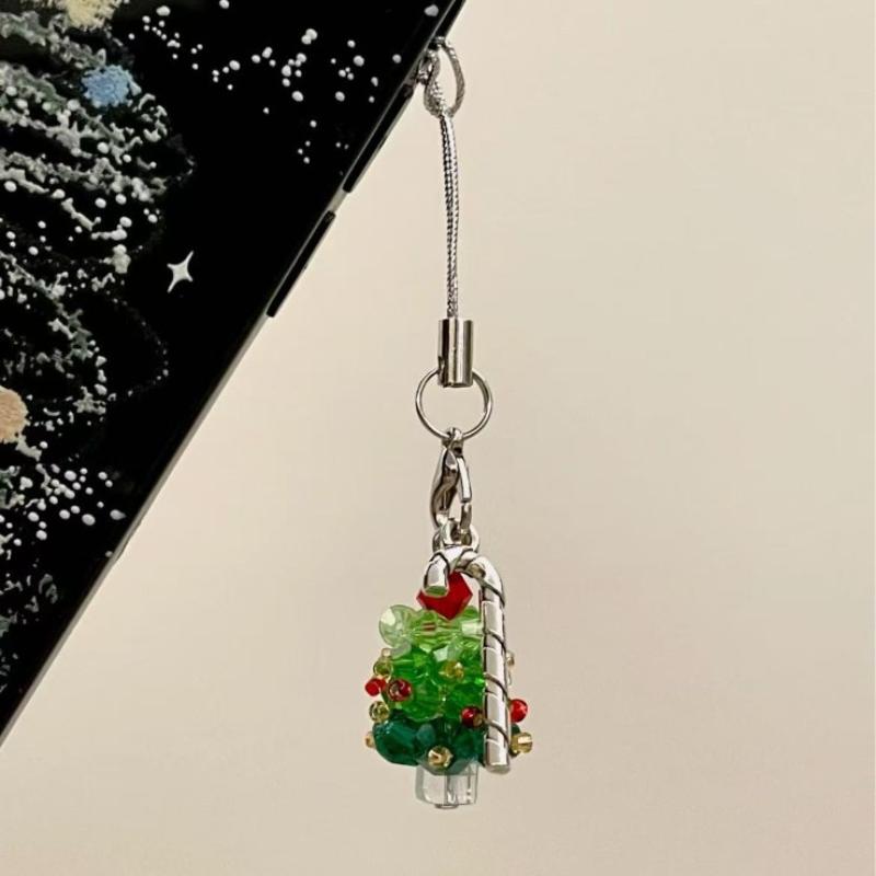 Weihnachts-Schlüsselanhänger Leicht Perlen Schlüsselanhänger Taschenanhänger Niedlicher Weihnachtsbaum Handyband Für Feiertagsgeschenke