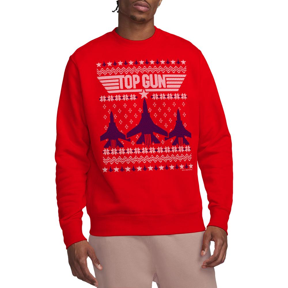 Top Gun Unisex-Sweatshirt für Erwachsene mit hässlichem Kampfjet-Weihnachtsmotiv