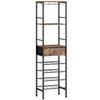 Industrial Wine Bar Cabinet Freestanding Liquor Cabinet 16-Bottle Wine Rack Glass Holder Rustic Brown