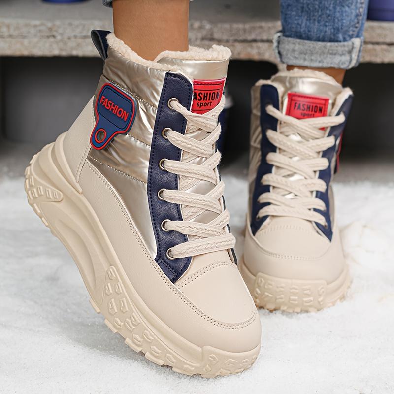 Women's High-Top & Ankle-Length Winter Snow Boots Warm Faux Cover Upper Plush Lining & Non-Slip PVC Sole Versatile for Outdoor Lace-Up Boots