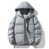2026 Mens Solid Color Hooded Puffer Jacket Warm Thick Casual Couple Winter Coat