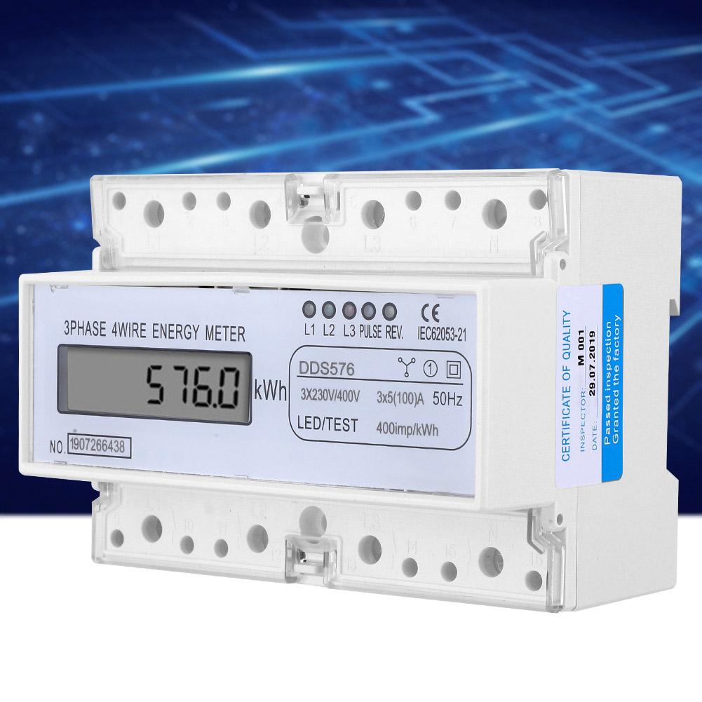 DDS576 Watt Hour Meter LCD Display 3 Phase 4 Wire 7P 380V Electric Energy Power Meter Less Than Br More Than