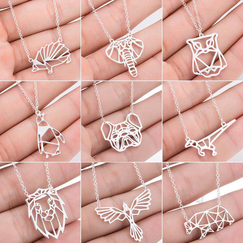 Elegant Women's Stainless Steel Origami Pendant Necklace