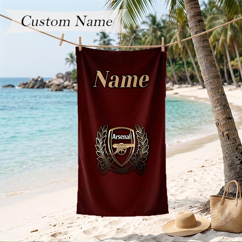 Arsenal Custom Name Printed Beach Towel Personalized Soft Towel For Swimming Beach Travel